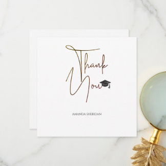 Graduation Thank You Card Dalton White Serif Black