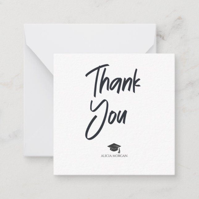 Graduation Thank You Card | Wedding 4 Script Black (Front)