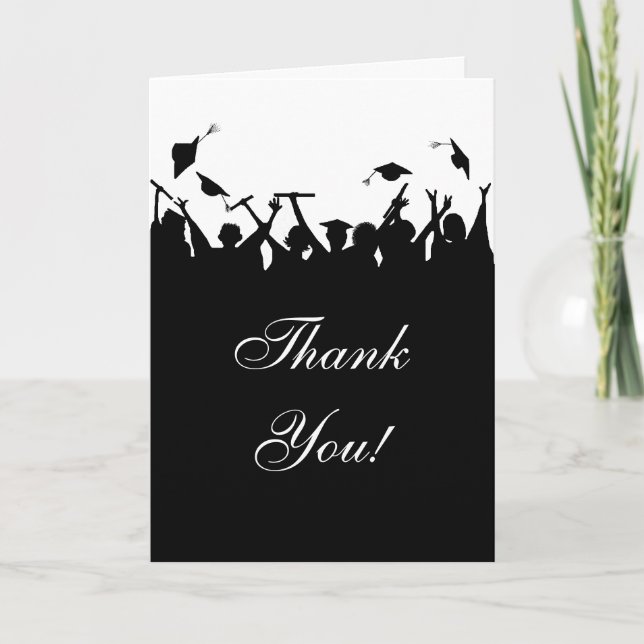 Graduation Thank You Cards  Silhouettes Hat Toss (Front)