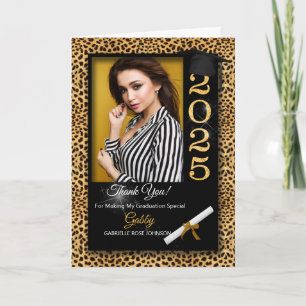 Graduation Thank You Cheetah Print 2025 Photo Card