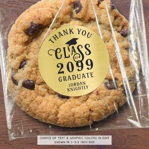 Graduation Thank You Custom Colour Faux Gold Foil Classic Round Sticker