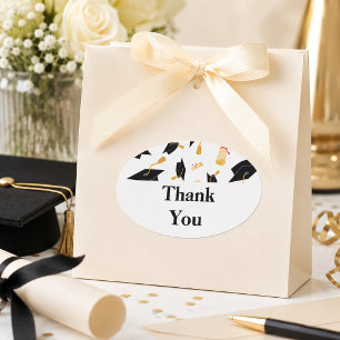 Graduation Thank You Favour Oval Sticker