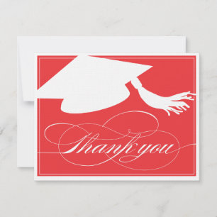 Graduation Thank You Flat Note Card Red
