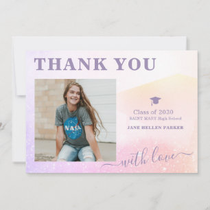 Graduation thank you girly pink PHOTO postcard