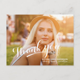 Graduation Thank You Handwritten Script Photo Postcard