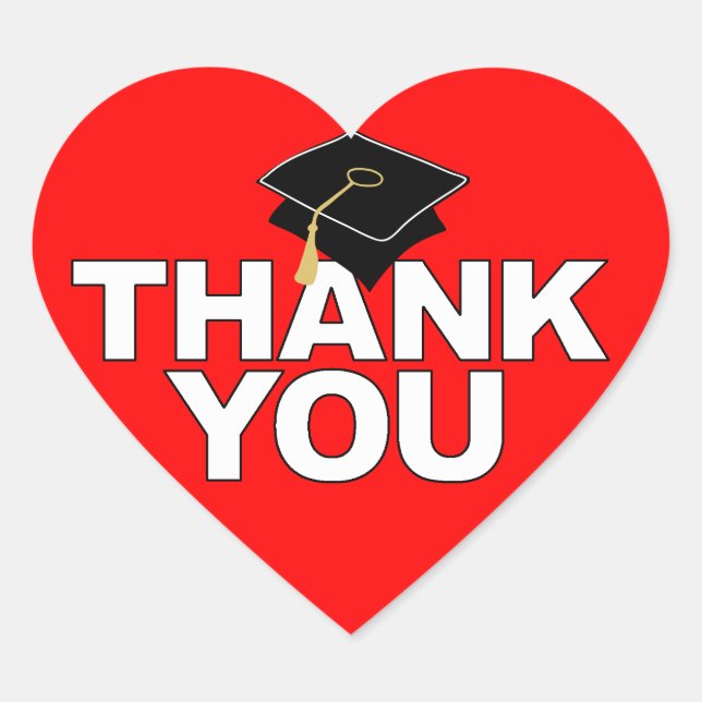 Graduation Thank You Heart Sticker Cap (Front)