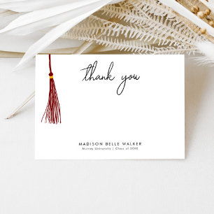 Graduation Thank You Maroon Tassel Card