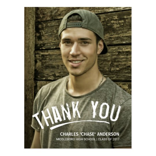 Graduation Thank You Modern Grunge Lettering Postcard
