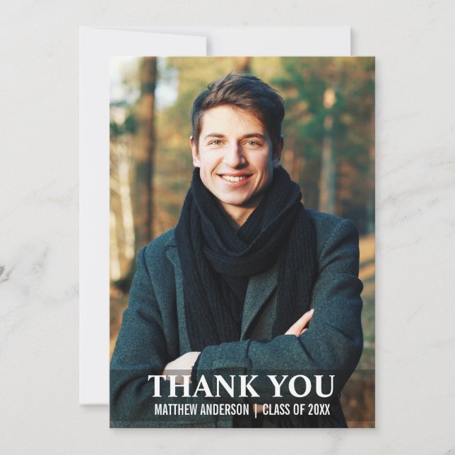 Graduation Thank You Modern Photo Card L W (Front)