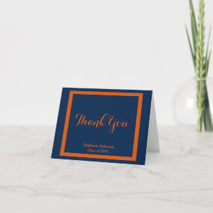 Graduation Thank You, Orange/Navy Personalised Thank You Card