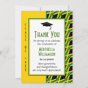 GRADUATION THANK YOU Personalised JAMAICA Card