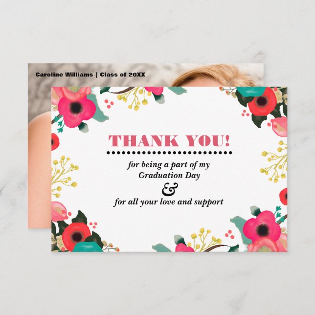 Graduation Thank You Photo Card (Front/Back)