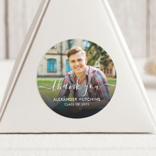 Graduation Thank You Photo Classic Round Sticker