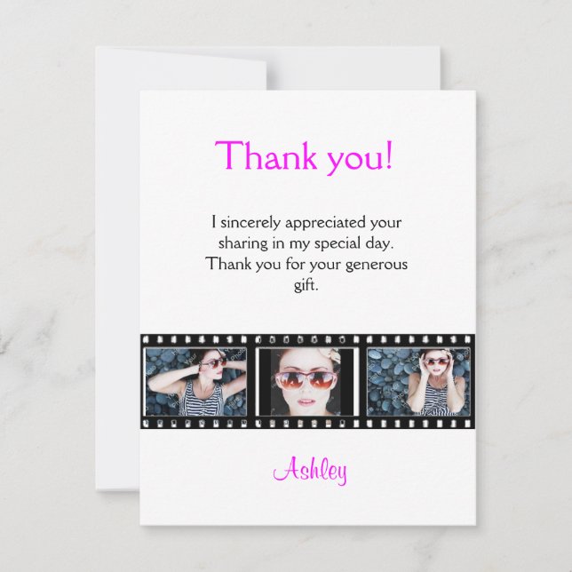 Graduation Thank You Photo Note Card Filmstrip (Front)
