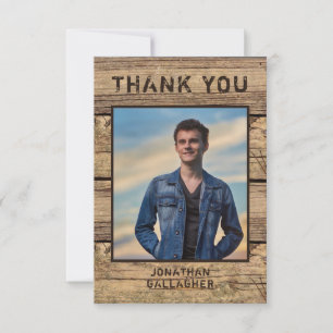 Graduation Thank You Photo Rustic Country Wood Card