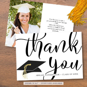 Graduation THANK YOU Photo Script Grad Cap Card