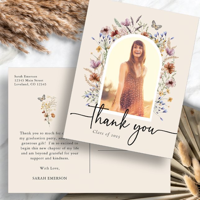 Graduation Thank You Postcard (Graduation Thank You Postcard with Butterfly by Painted Paperie
)