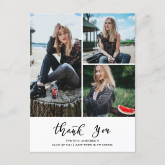 Graduation Thank You Script Three Grad Photo Postcard