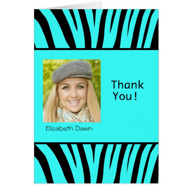 Graduation Thank You Zebra Photo Card (Front)