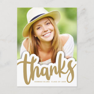 Graduation Thanks Handwritten Design Over Photo Postcard