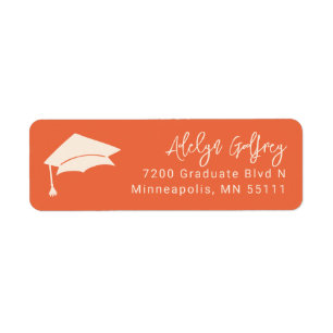 Graduation Theme Grad Cap Doodle Orange