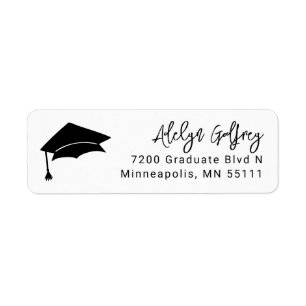 Graduation Theme Grad Cap Doodle White