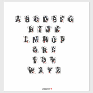 Graduation-Themed Alphabet with Black Caps