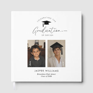 Graduation Then and Now Boy 2 Photo Welcome Guest Book
