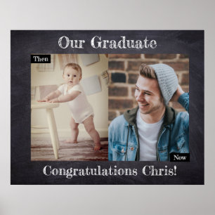 Graduation then and now Party Personalised Poster