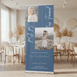 Graduation Then & Now Photo Collage Welcome Party Retractable Banner
