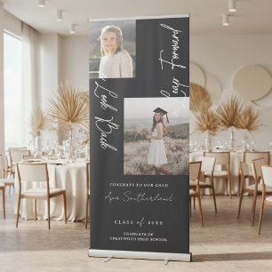 Graduation Then & Now Photo Collage Welcome Party Retractable Banner