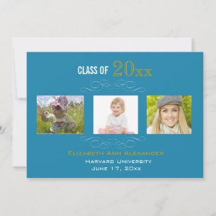 Graduation Three Photos Party Invitation