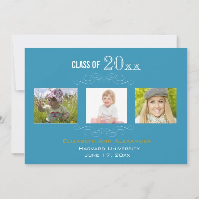 Graduation Three Photos Party Invitation (Front)