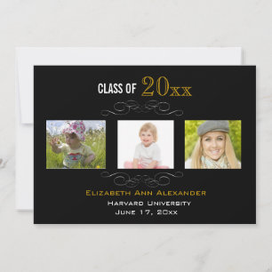 Graduation Three Photos Party Invitation