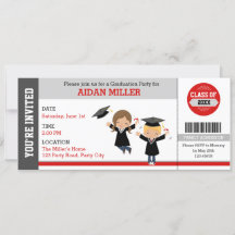 Graduation Ticket Invitations (Cute Boy Girl)