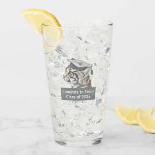 Graduation Tiger Personalised Glass Cup