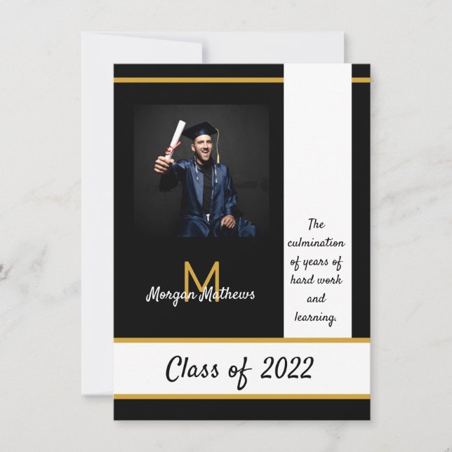 Graduation Traditional Black Invitation (Front)