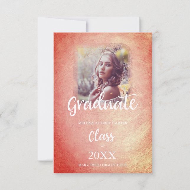 Graduation Trendy Orange Metal Effect Texture (Front)