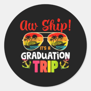 Graduation Trip Retro Summer Sunset Beach Matching Classic Round Sticker