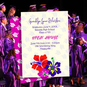 Graduation Tropical Hibiscus Open House Invitation