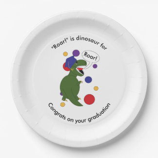 Graduation Tyrannosaurus Rex Personalise Paper Plate