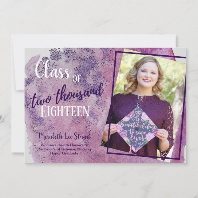 Graduation Ultra Violet 2 Photo Announcement (Front)