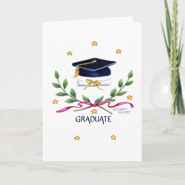 Graduation Victory Emblem Greeting Card (Front)