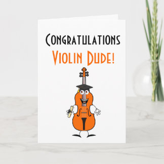 Graduation Violin Dude Card (Orange)