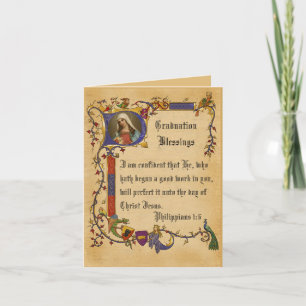 Graduation Virgin Mary Decorative Border Card