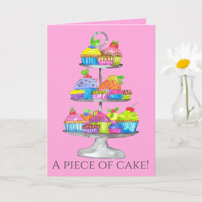 Graduation Watercolor cupcakes  Card (Small Plant)