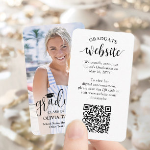 Graduation Website QR Code Modern Graduate Photo Enclosure Card