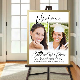 Graduation Welcome 2 Photos Script Congratulations Poster