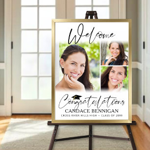 Graduation Welcome 3 Photos Script Congratulations Poster