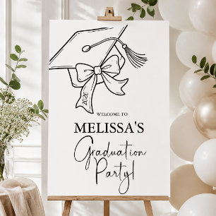 Graduation Welcome Sign, Cap Bow Grad Party Foam B Poster
